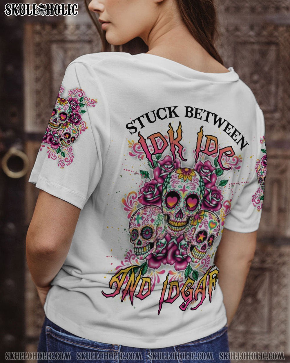STUCK BETWEEN SUGAR SKULL ALL OVER PRINT – YHLN2012224