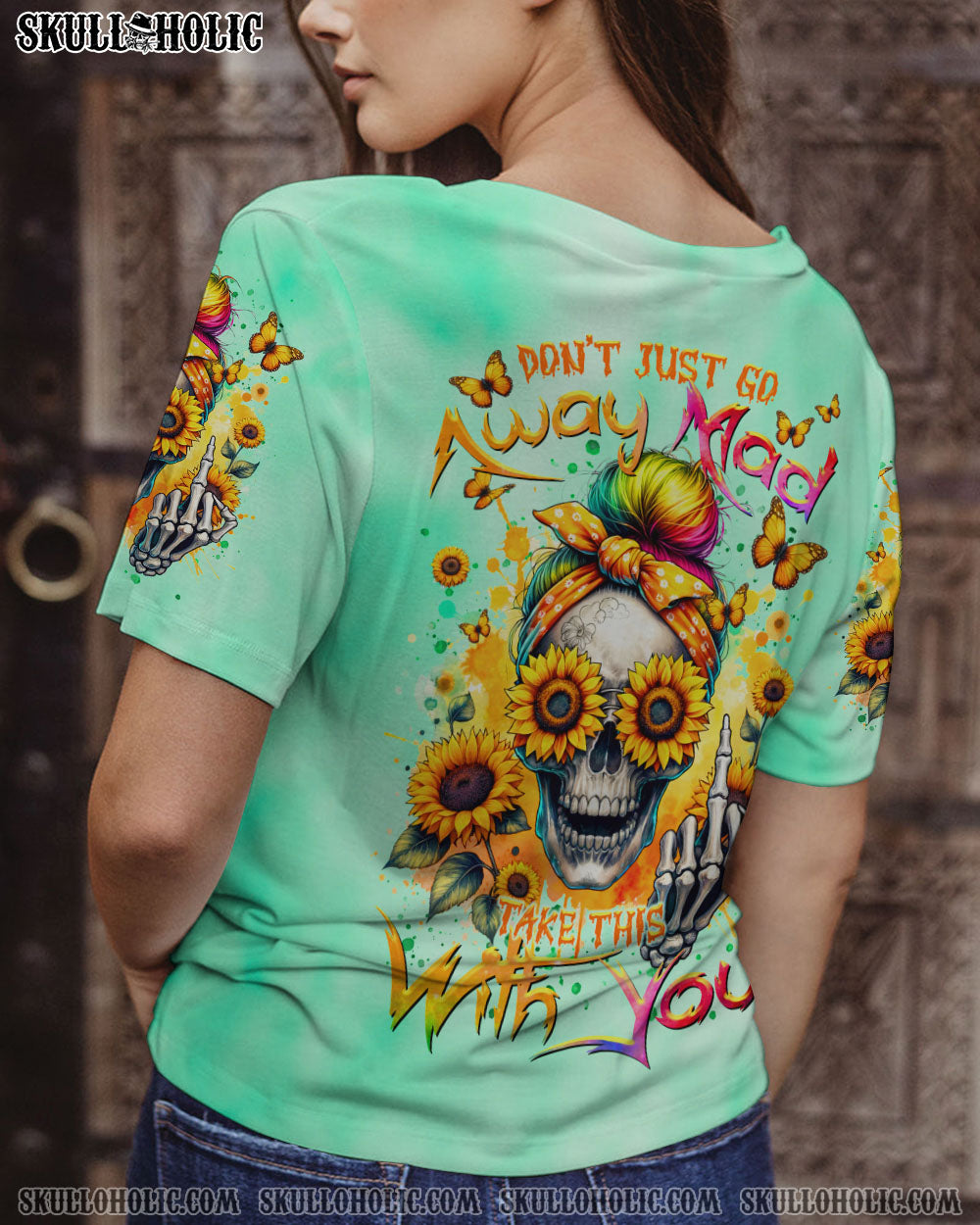 TAKE THIS WITH YOU MESSY BUN SKULL ALL OVER PRINT – TLTR1902241