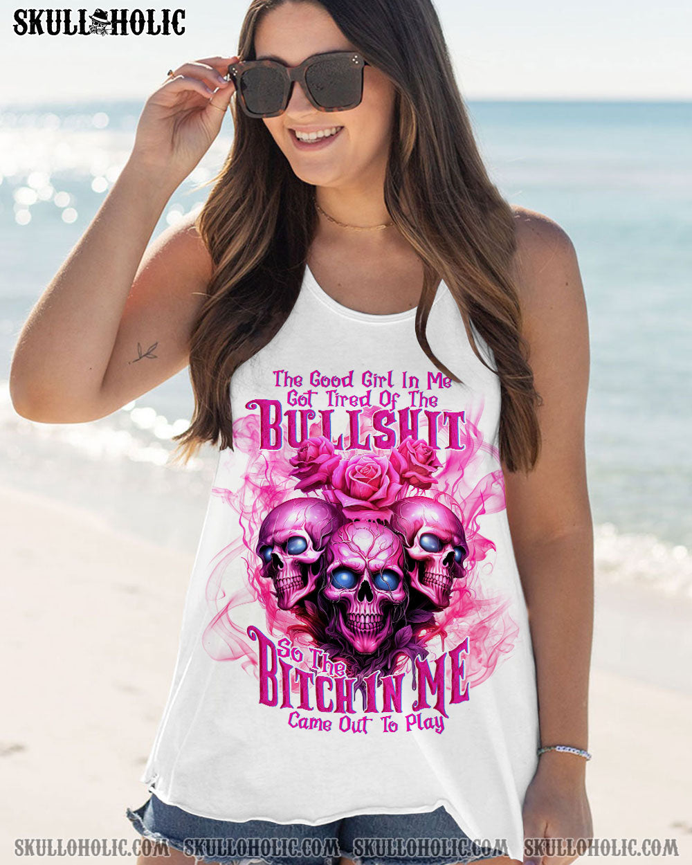 THE GOOD GIRL IN ME 3 SKULLS ROSE ALL OVER PRINT – TLNT0310231