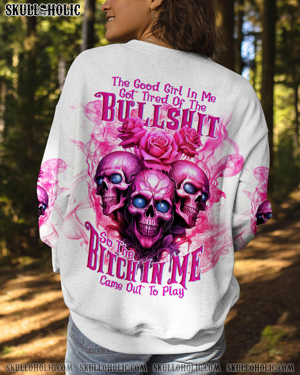 THE GOOD GIRL IN ME 3 SKULLS ROSE ALL OVER PRINT – TLNT0310231