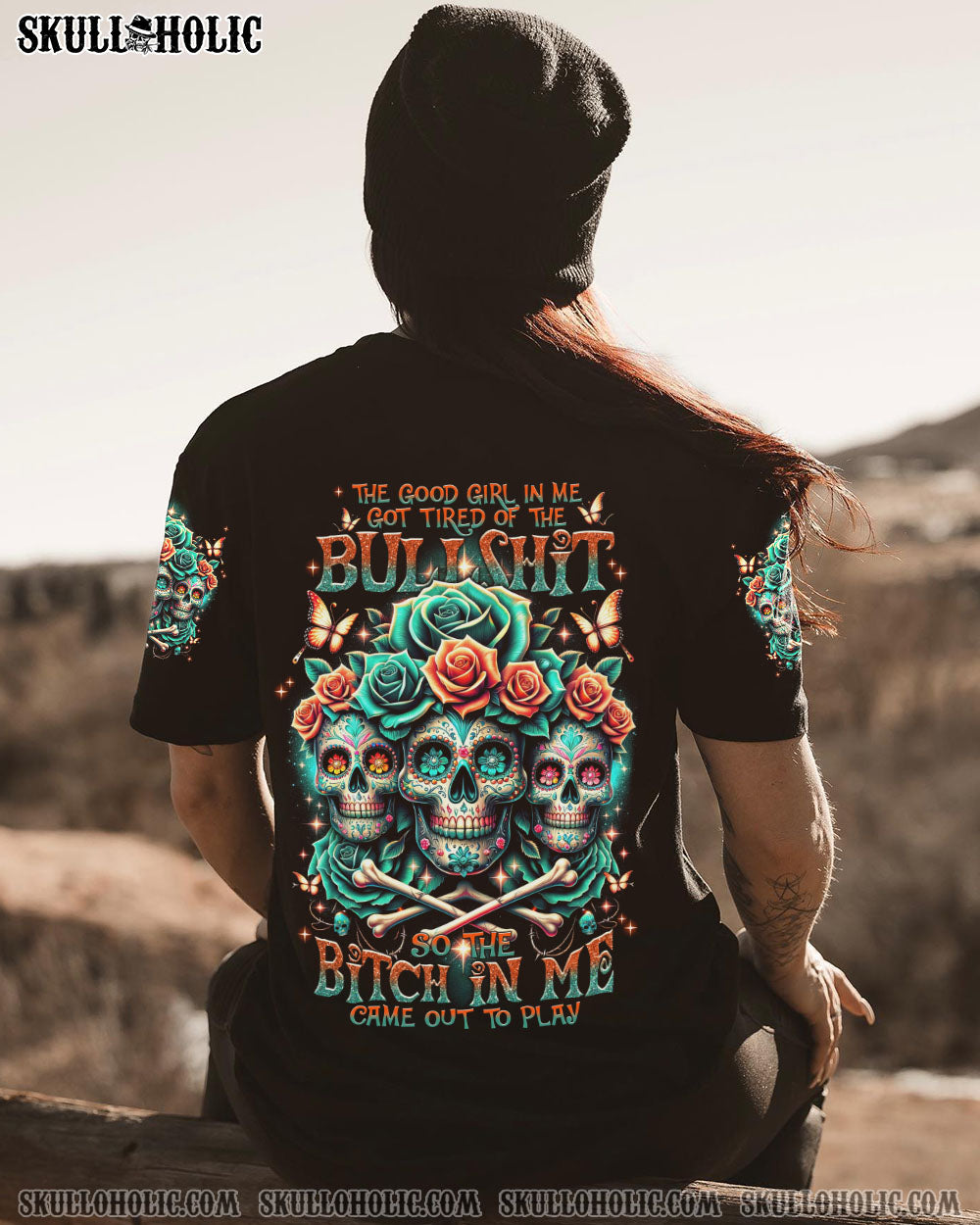 THE GOOD GIRL IN ME 3 SKULLS ROSE ALL OVER PRINT – TLNT0811232
