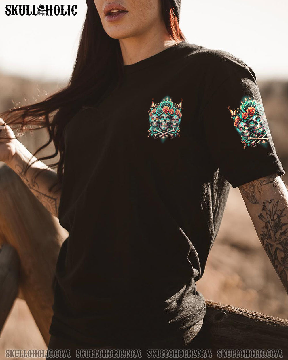 THE GOOD GIRL IN ME 3 SKULLS ROSE ALL OVER PRINT – TLNT0811232
