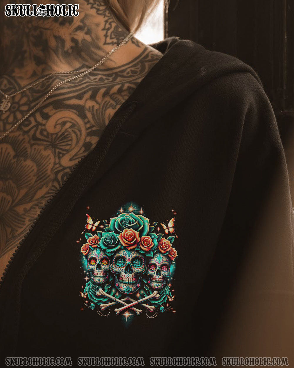 THE GOOD GIRL IN ME 3 SKULLS ROSE ALL OVER PRINT – TLNT0811232