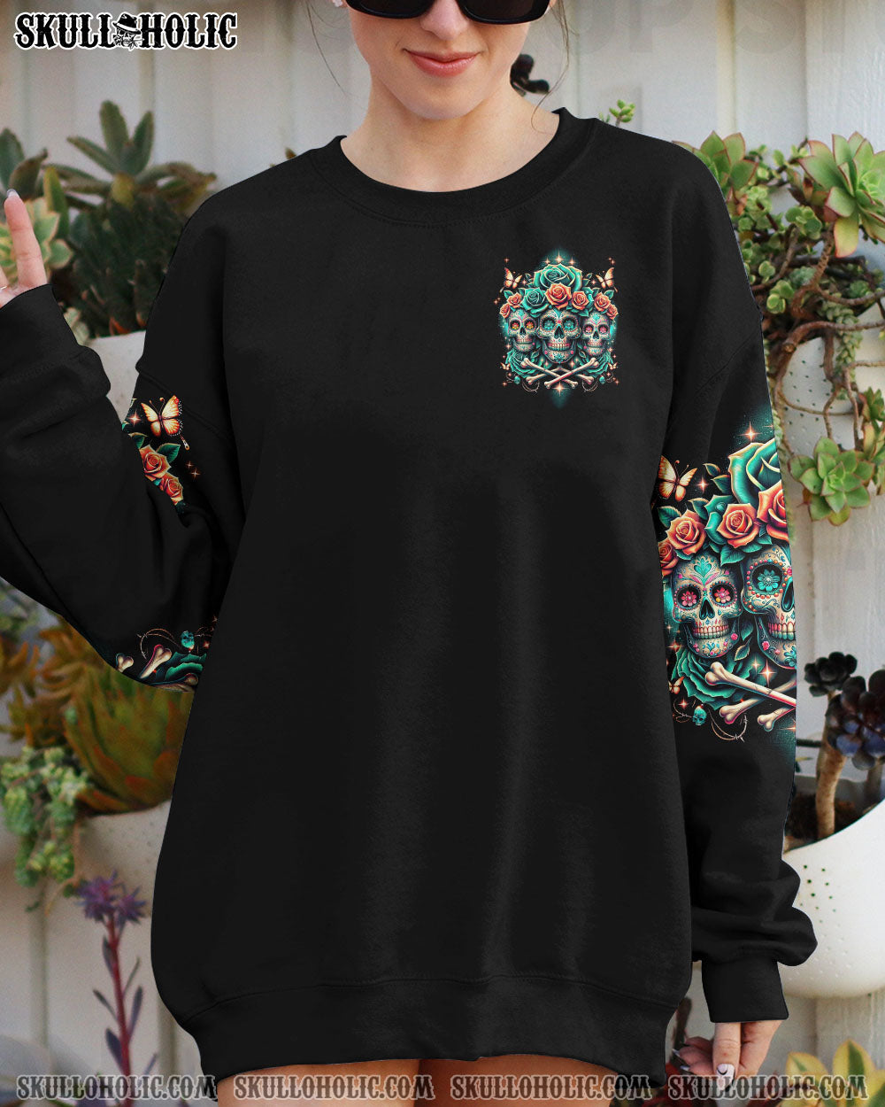 THE GOOD GIRL IN ME 3 SKULLS ROSE ALL OVER PRINT – TLNT0811232
