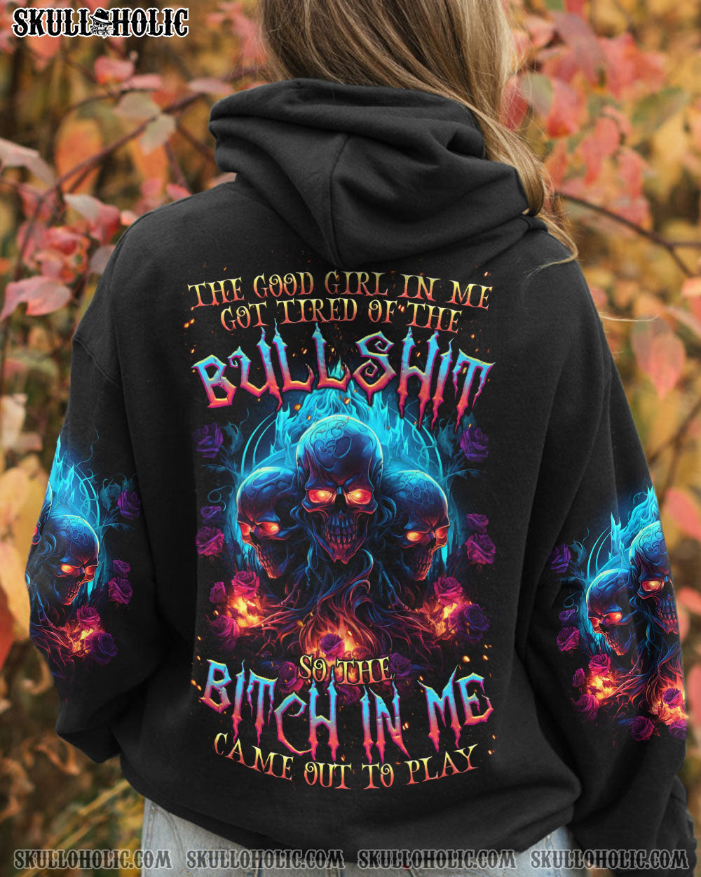 THE GOOD GIRL IN ME 3 SKULLS ROSE ALL OVER PRINT – TLTR2602241