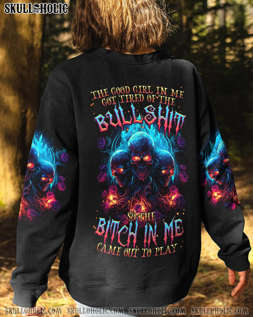 THE GOOD GIRL IN ME 3 SKULLS ROSE ALL OVER PRINT – TLTR2602241