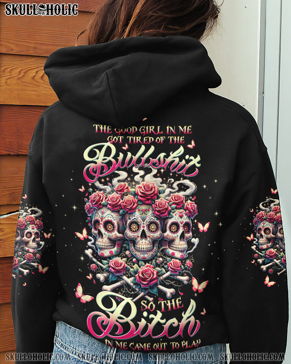 THE GOOD GIRL IN ME 3 SKULLS ROSE ALL OVER PRINT – TLTW0911231