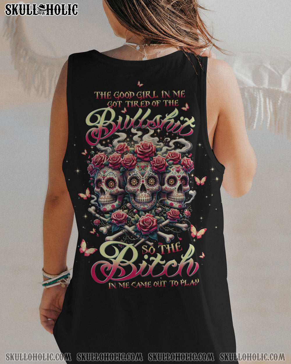THE GOOD GIRL IN ME 3 SKULLS ROSE ALL OVER PRINT – TLTW0911231