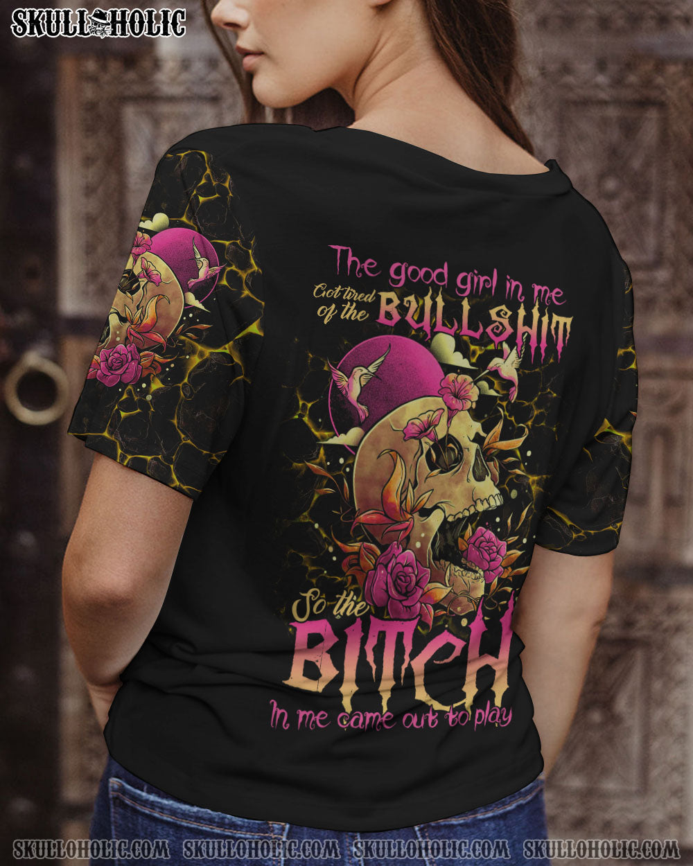 THE GOOD GIRL IN ME FLOWER SKULL ALL OVER PRINT – TLTR2612221