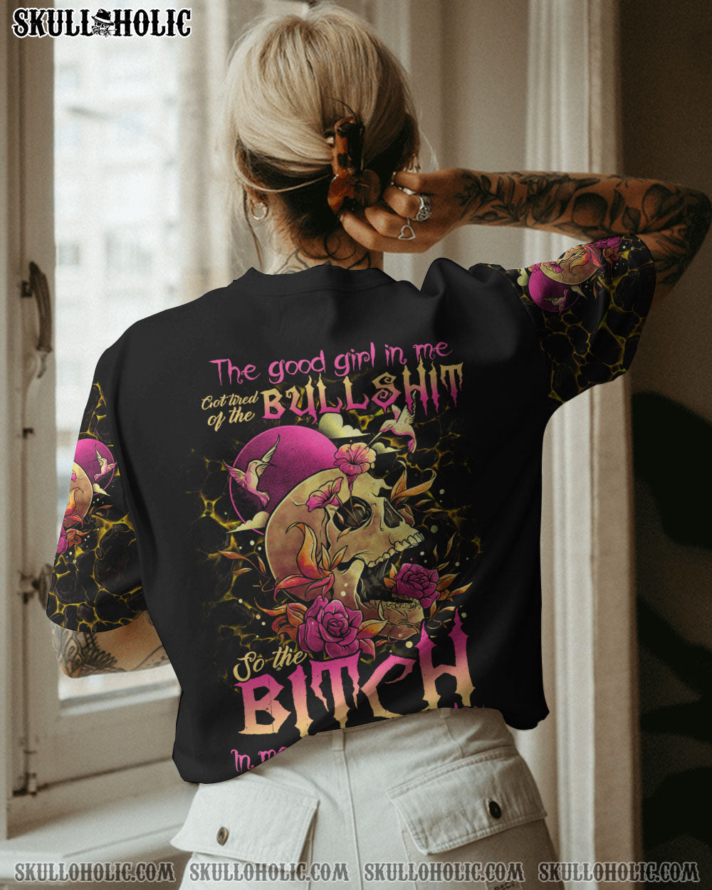 THE GOOD GIRL IN ME FLOWER SKULL ALL OVER PRINT – TLTR2612221