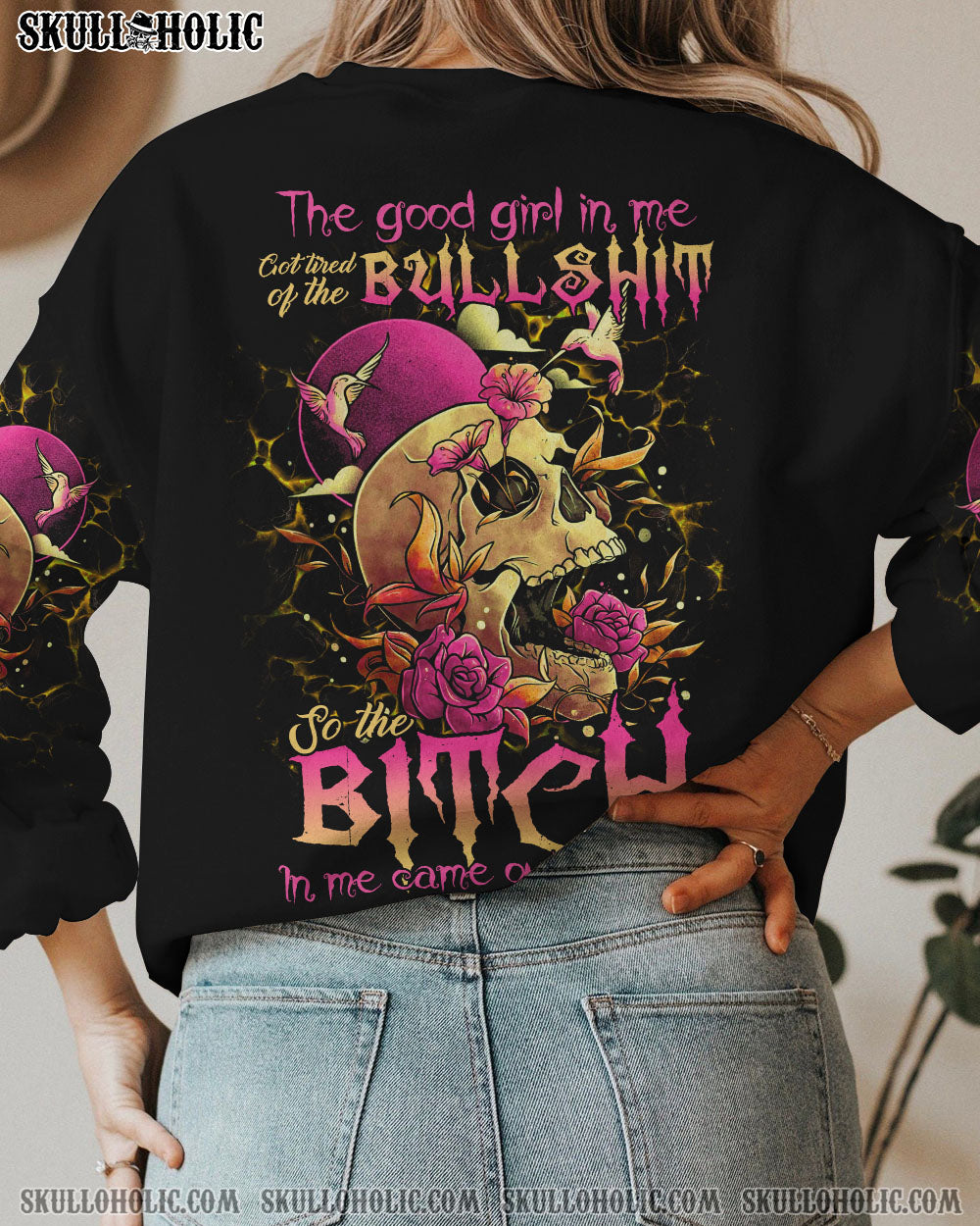 THE GOOD GIRL IN ME FLOWER SKULL ALL OVER PRINT – TLTR2612221