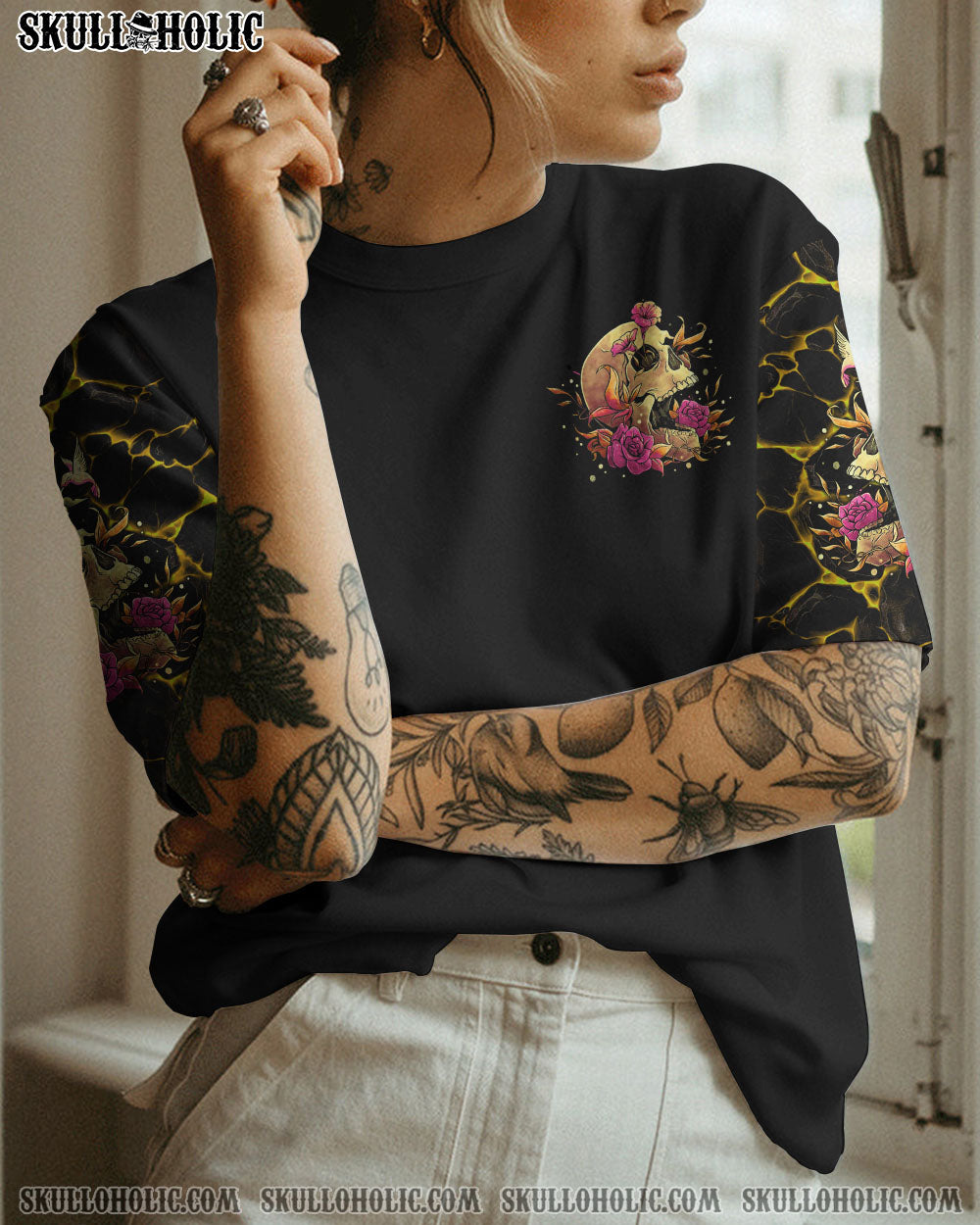 THE GOOD GIRL IN ME FLOWER SKULL ALL OVER PRINT – TLTR2612221