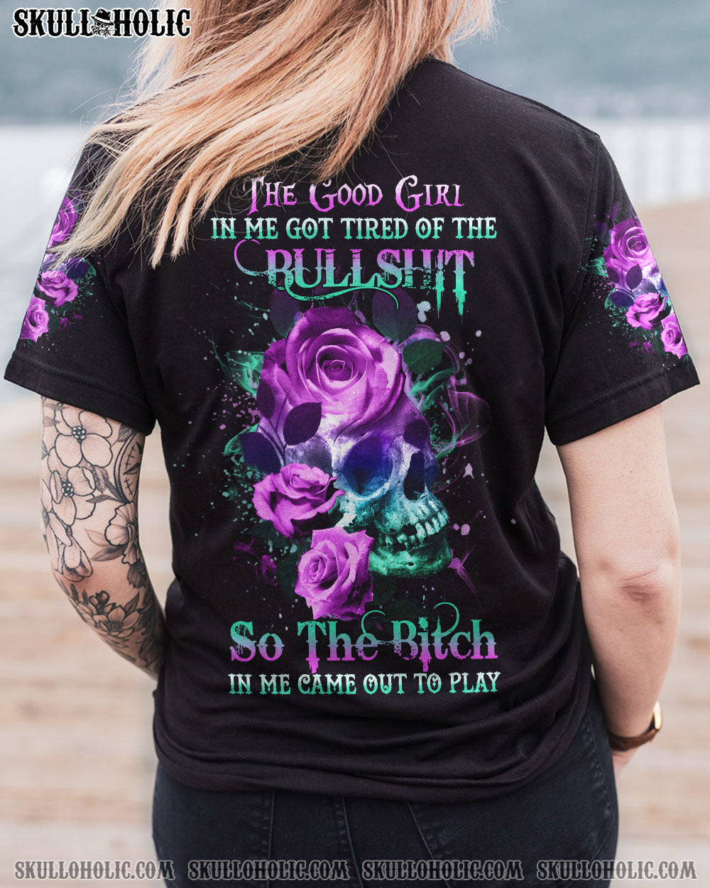 THE GOOD GIRL IN ME GOT TIRED SKULL ROSE ALL OVER PRINT – YHHG2612221