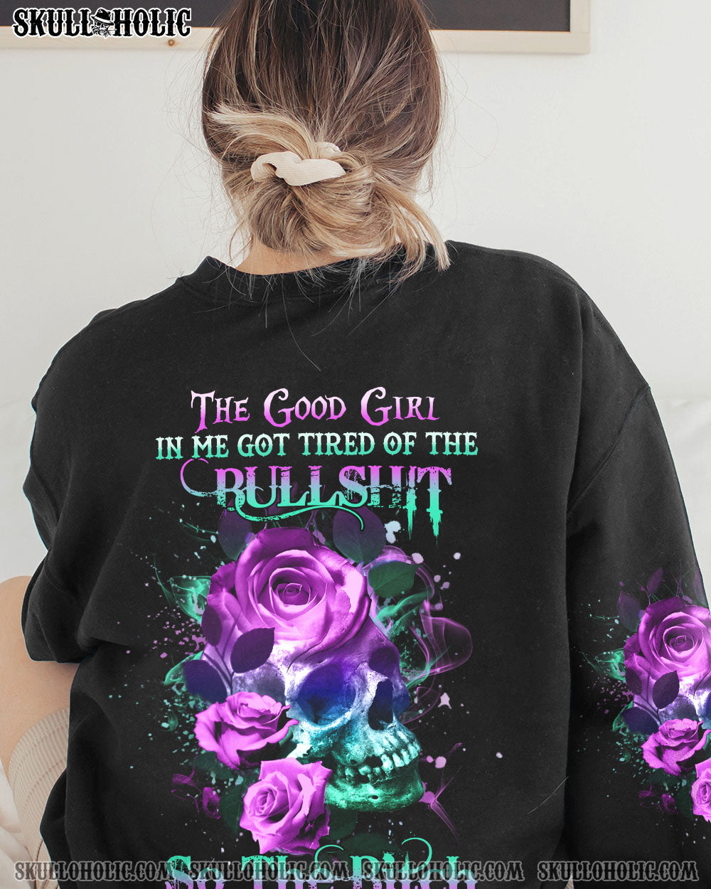 THE GOOD GIRL IN ME GOT TIRED SKULL ROSE ALL OVER PRINT – YHHG2612221