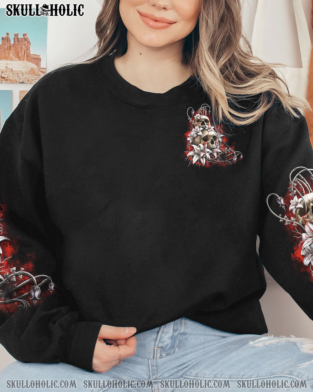 THE GOOD GIRL IN ME GOT TIRED SKULL ROSE ALL OVER PRINT – YHHN1701231