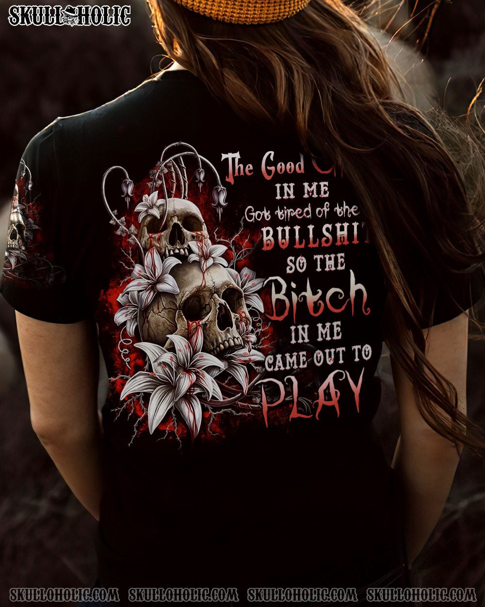 THE GOOD GIRL IN ME GOT TIRED SKULL ROSE ALL OVER PRINT – YHHN1701231