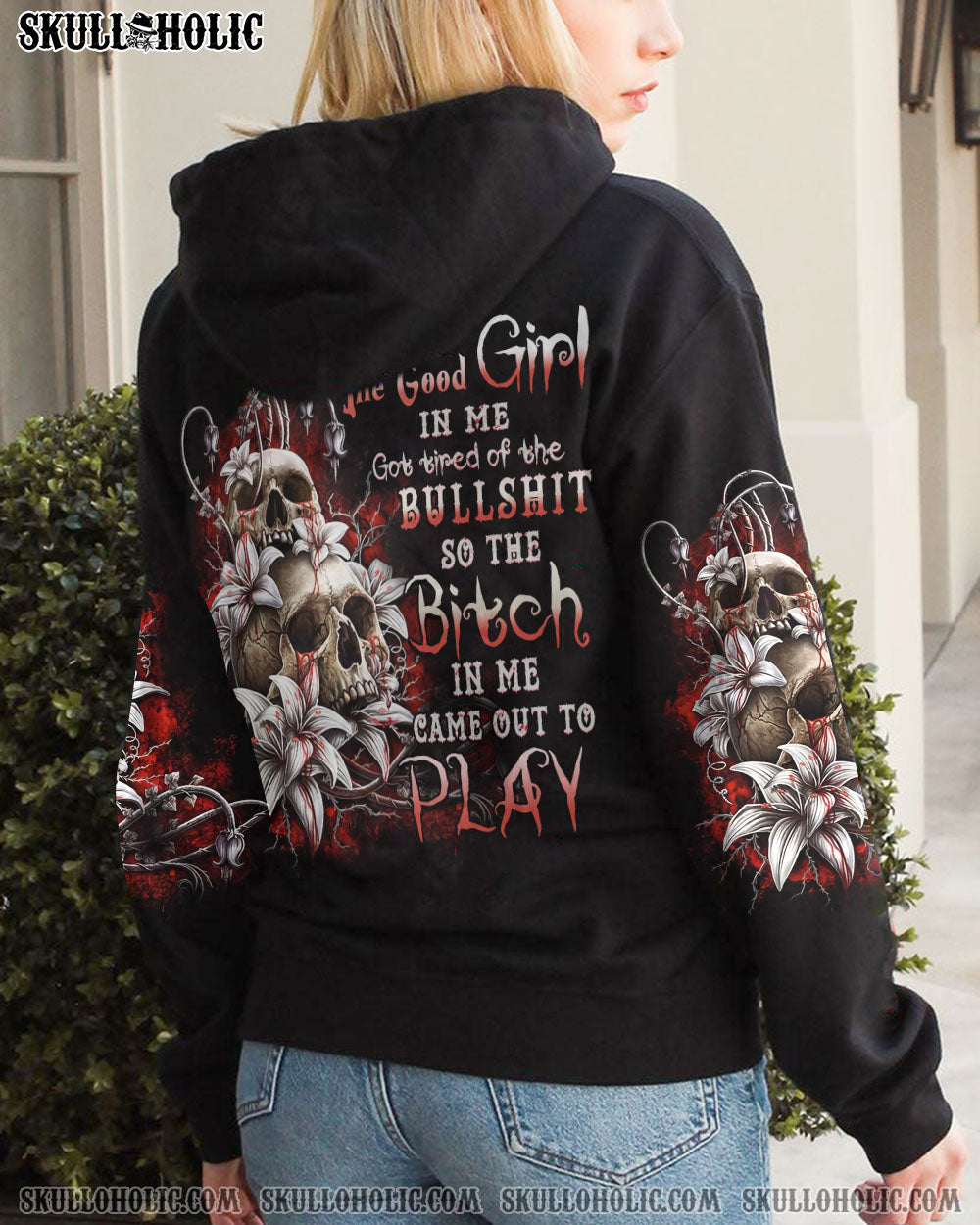 THE GOOD GIRL IN ME GOT TIRED SKULL ROSE ALL OVER PRINT – YHHN1701231