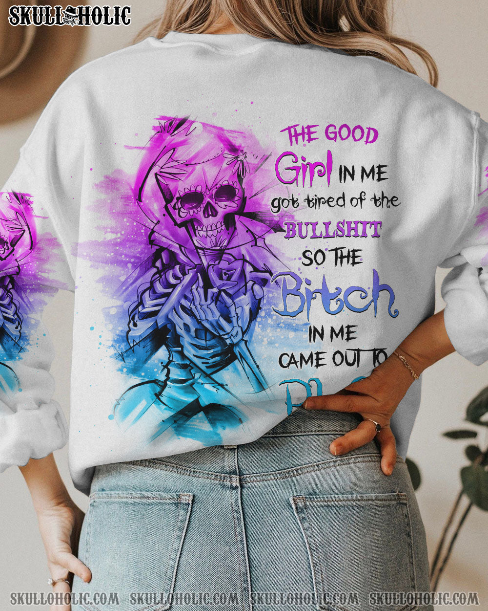 THE GOOD GIRL IN ME GOT TIRED SKULL SKELETON ALL OVER PRINT – YHHG0302232