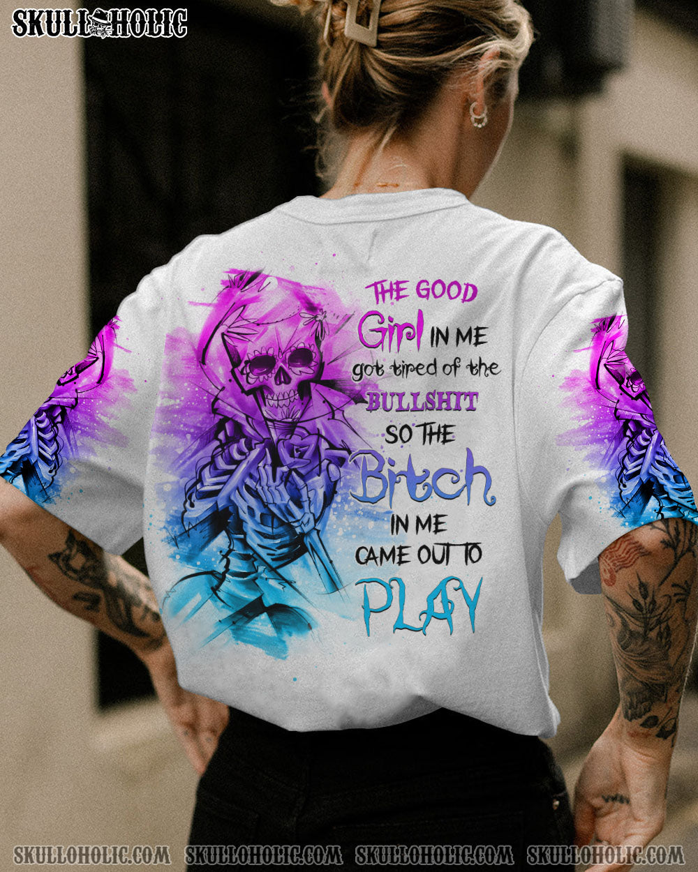 THE GOOD GIRL IN ME GOT TIRED SKULL SKELETON ALL OVER PRINT – YHHG0302232
