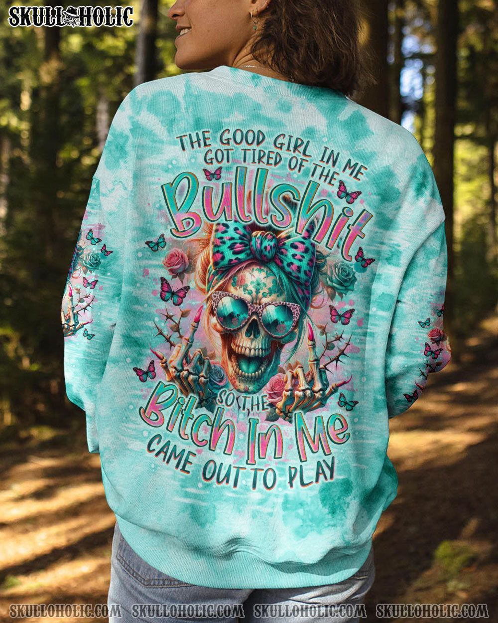 THE GOOD GIRL IN ME MESSY BUN SKULL ALL OVER PRINT – TLNO2805246