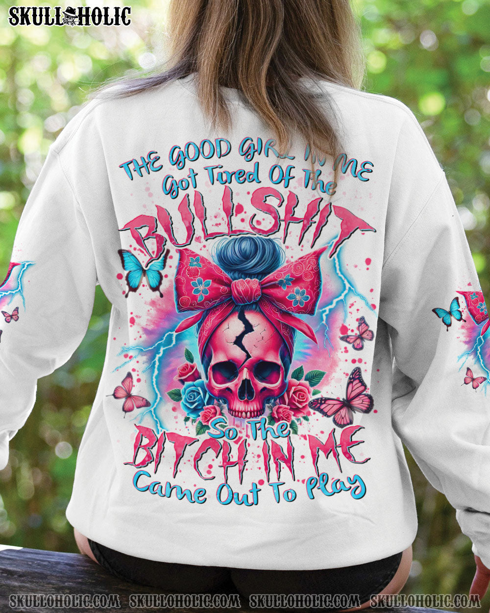 THE GOOD GIRL IN ME MESSY BUN SKULL ALL OVER PRINT – TYTD1707243
