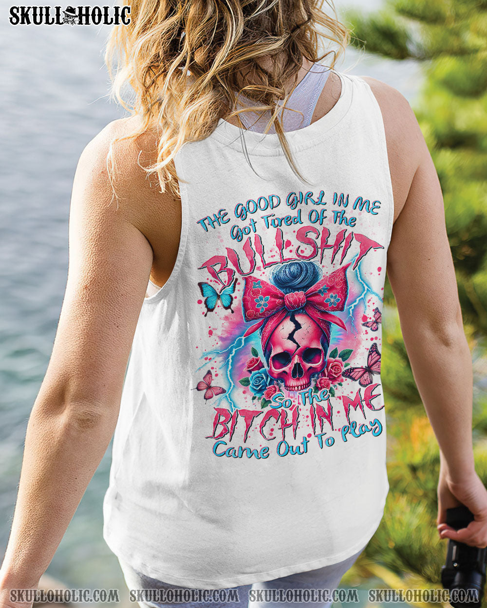 THE GOOD GIRL IN ME MESSY BUN SKULL ALL OVER PRINT – TYTD1707243