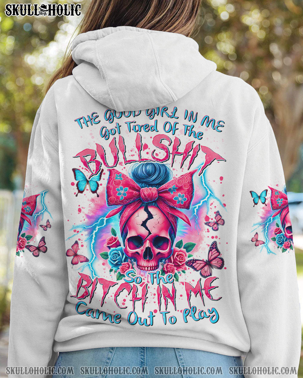 THE GOOD GIRL IN ME MESSY BUN SKULL ALL OVER PRINT – TYTD1707243