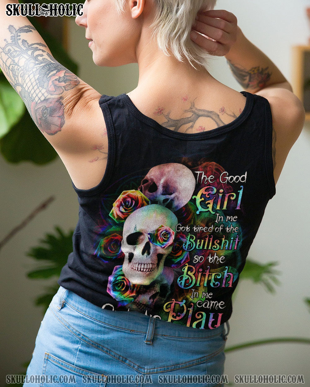 THE GOOD GIRL IN ME PINK ROSE SKULLS ALL OVER PRINT – TLTR2111222