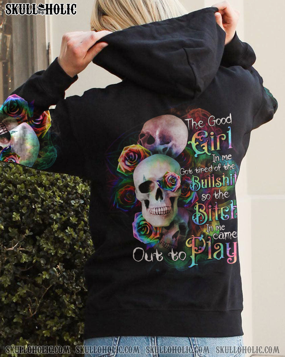 THE GOOD GIRL IN ME PINK ROSE SKULLS ALL OVER PRINT – TLTR2111222