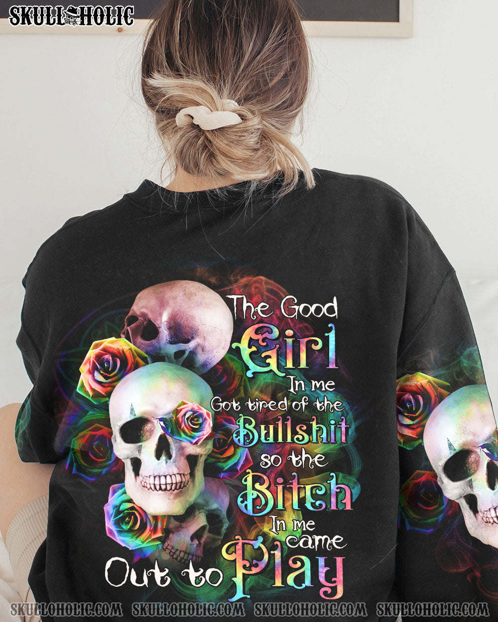 THE GOOD GIRL IN ME PINK ROSE SKULLS ALL OVER PRINT – TLTR2111222