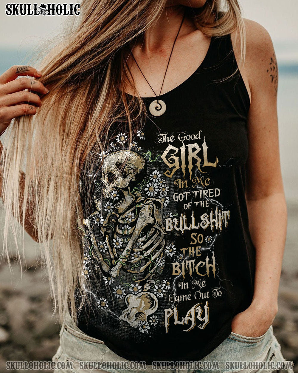 THE GOOD GIRL IN ME SKELETON DAISY ALL OVER PRINT – TLTW2710222