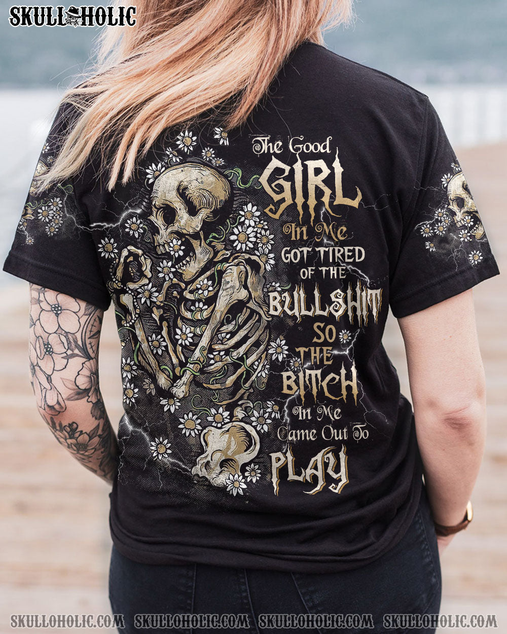 THE GOOD GIRL IN ME SKELETON DAISY ALL OVER PRINT – TLTW2710222