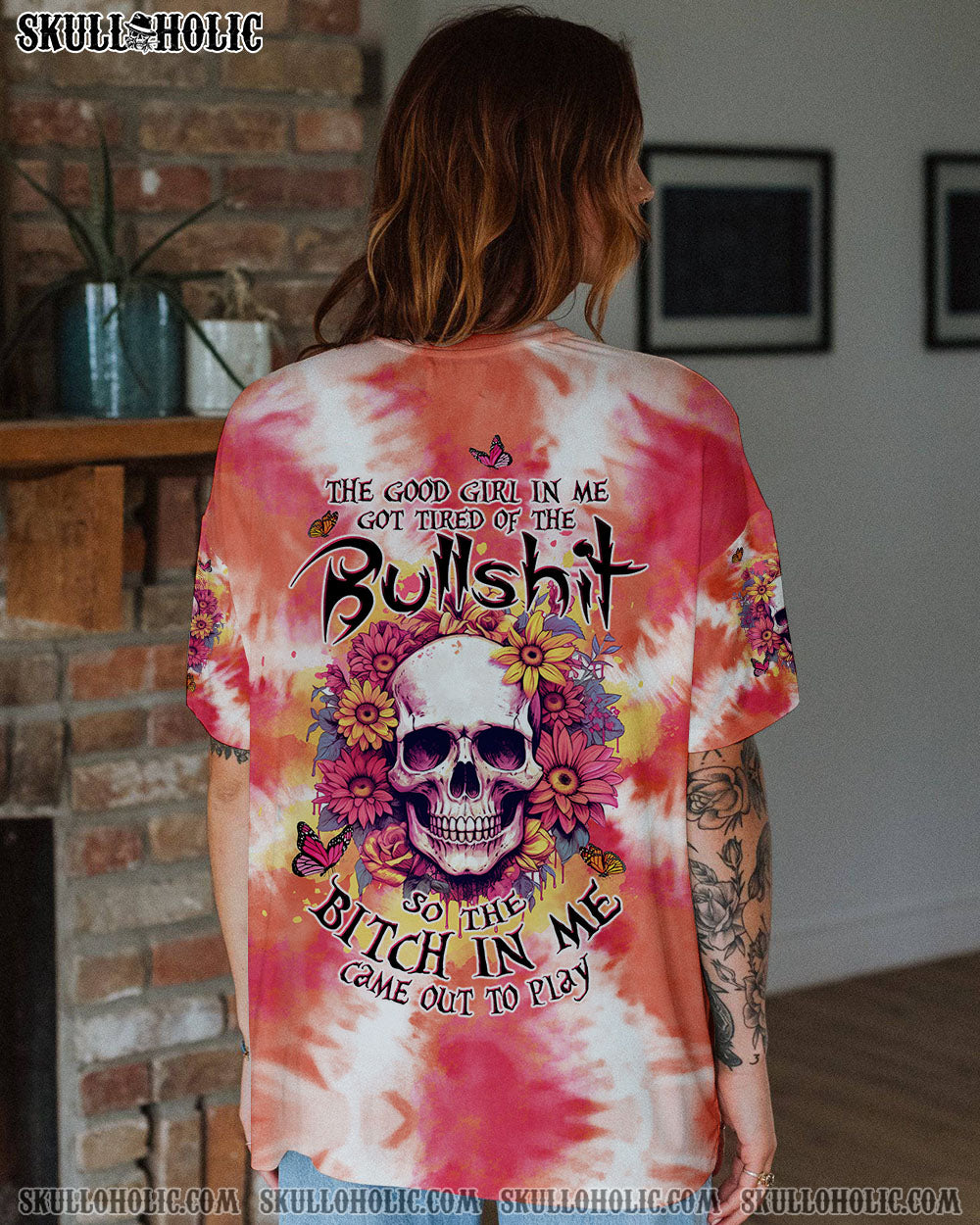 THE GOOD GIRL IN ME SKULL FLORAL ALL OVER PRINT – TLTW2902245