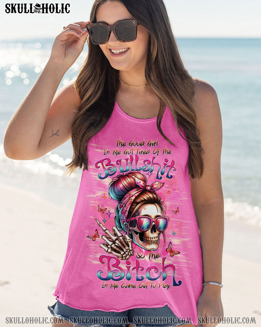 THE GOOD GIRL IN ME SKULL MESSY BUN ALL OVER PRINT – TLTW2606241