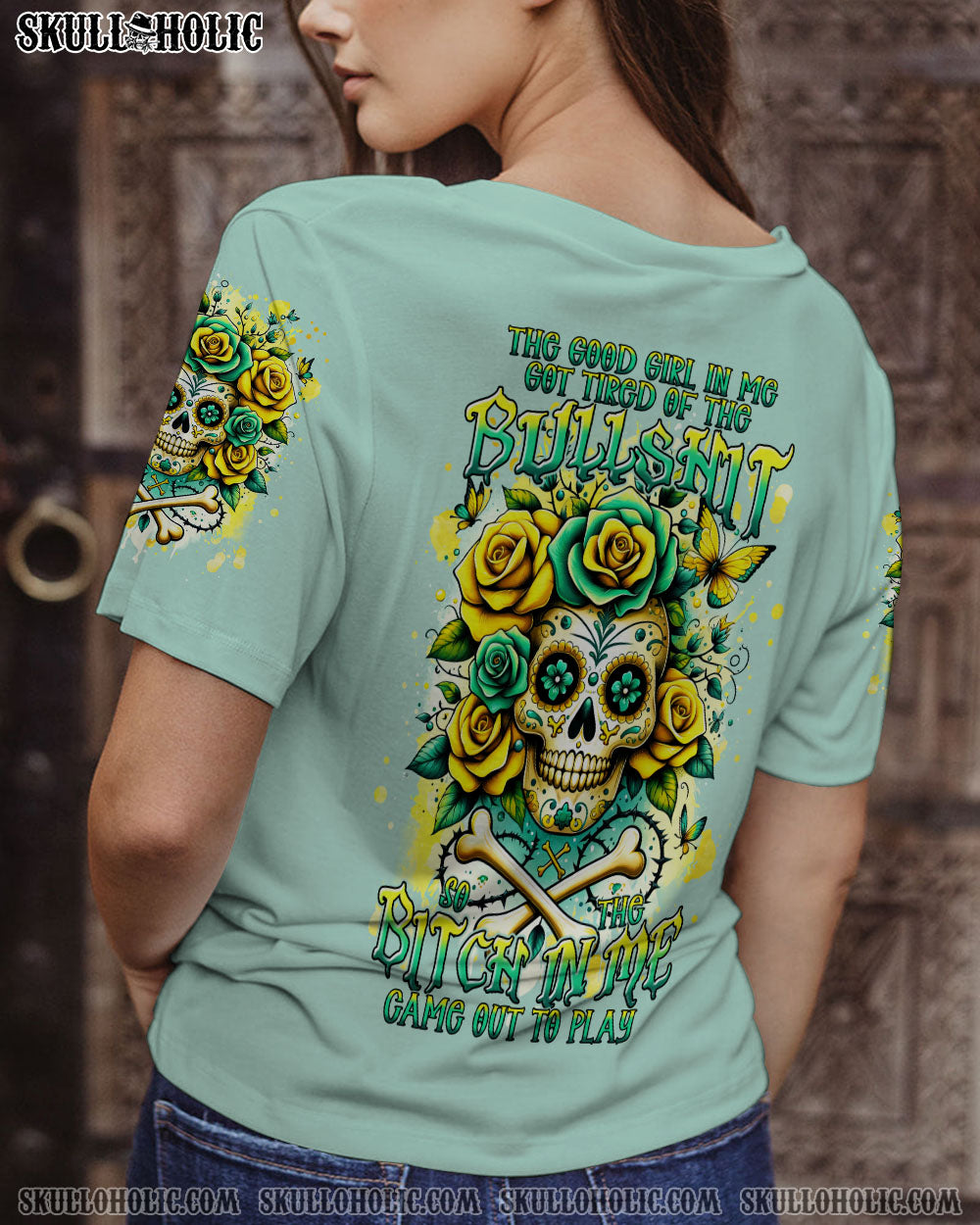 THE GOOD GIRL IN ME SKULL ROSE ALL OVER PRINT – TLNT0911233