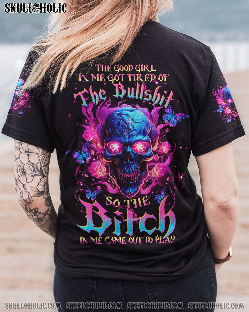 THE GOOD GIRL IN ME SKULL ROSE ALL OVER PRINT – TLTW0610235