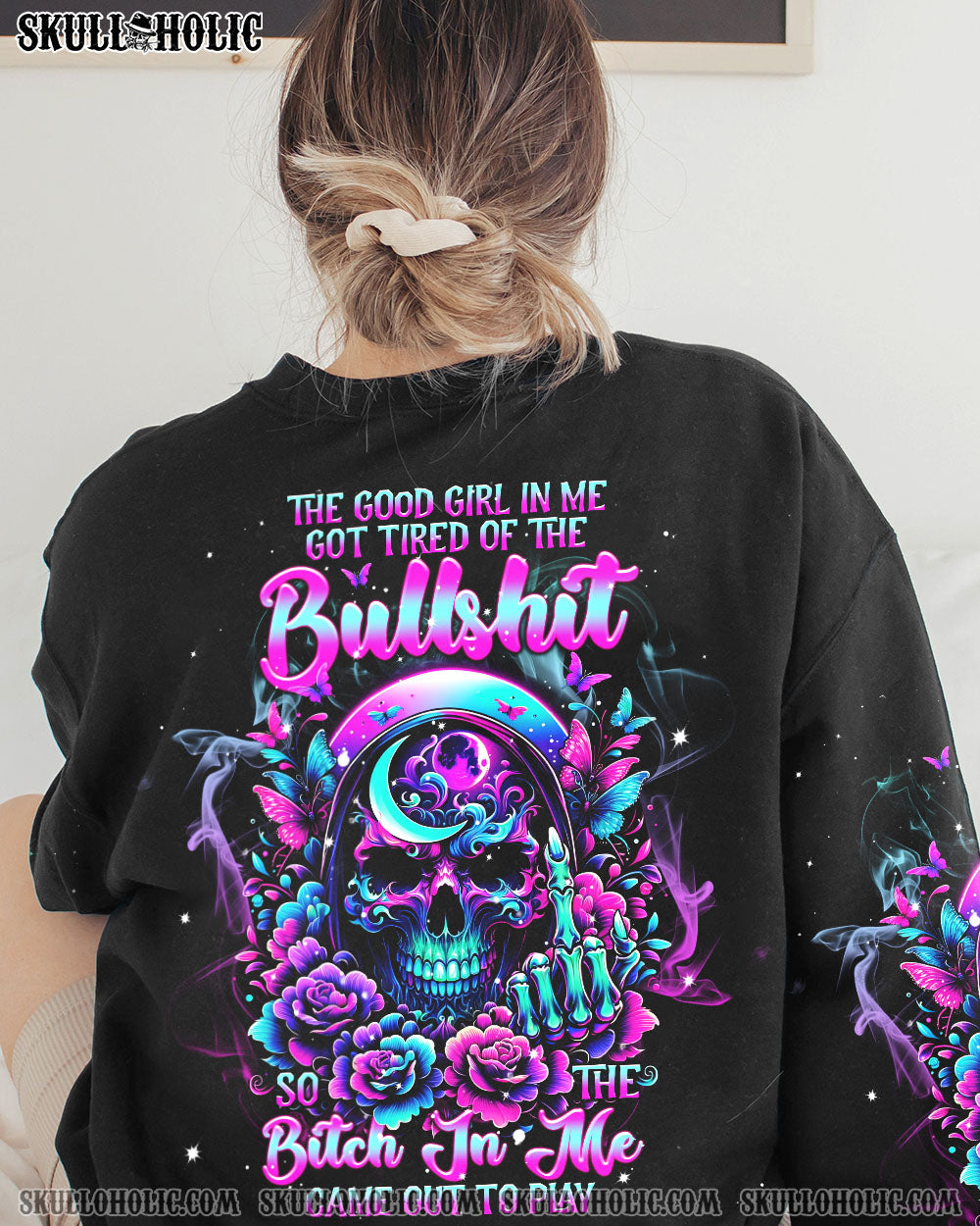 THE GOOD GIRL IN ME SKULLS FLOWER ALL OVER PRINT – TLNT2811231