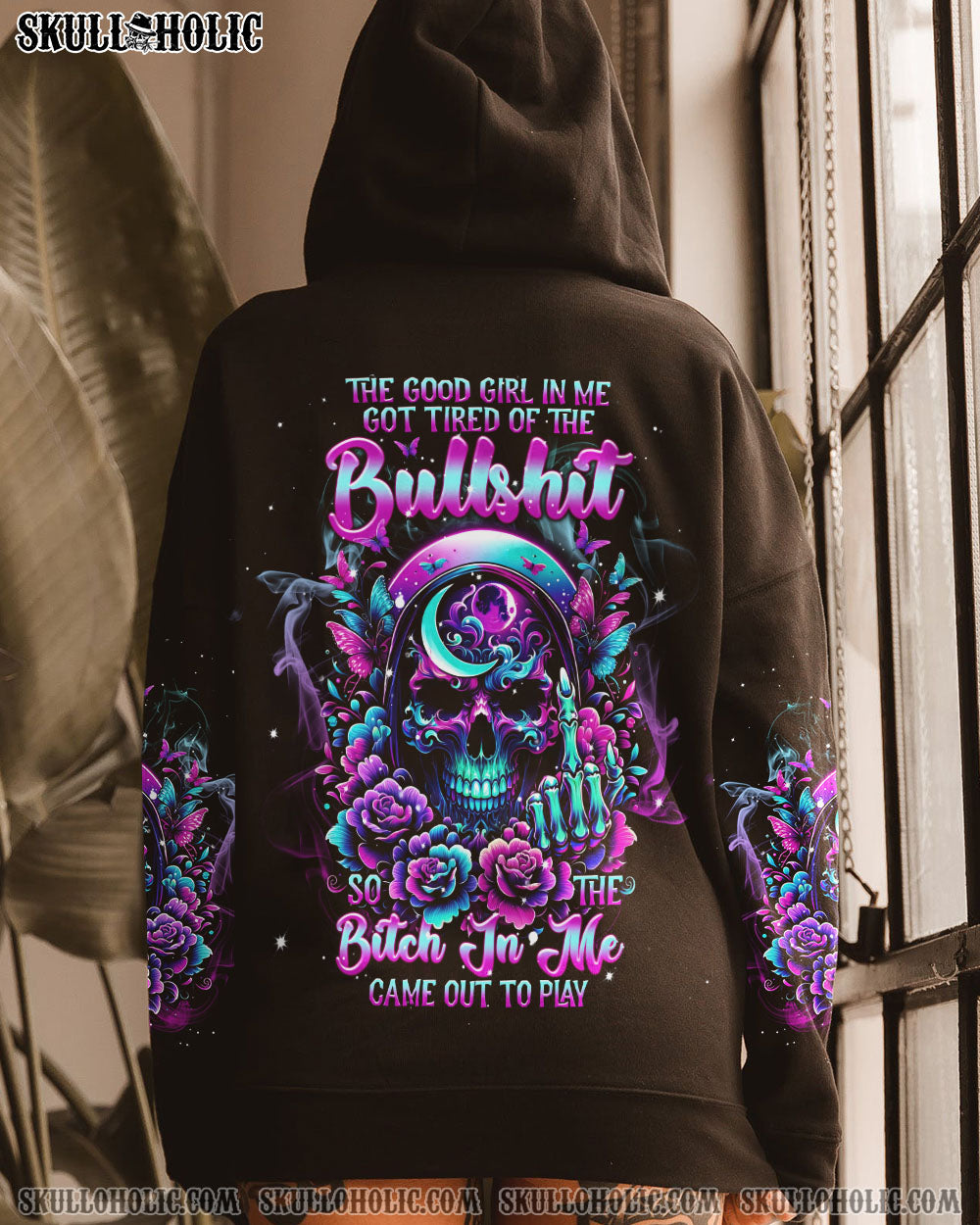 THE GOOD GIRL IN ME SKULLS FLOWER ALL OVER PRINT – TLNT2811231