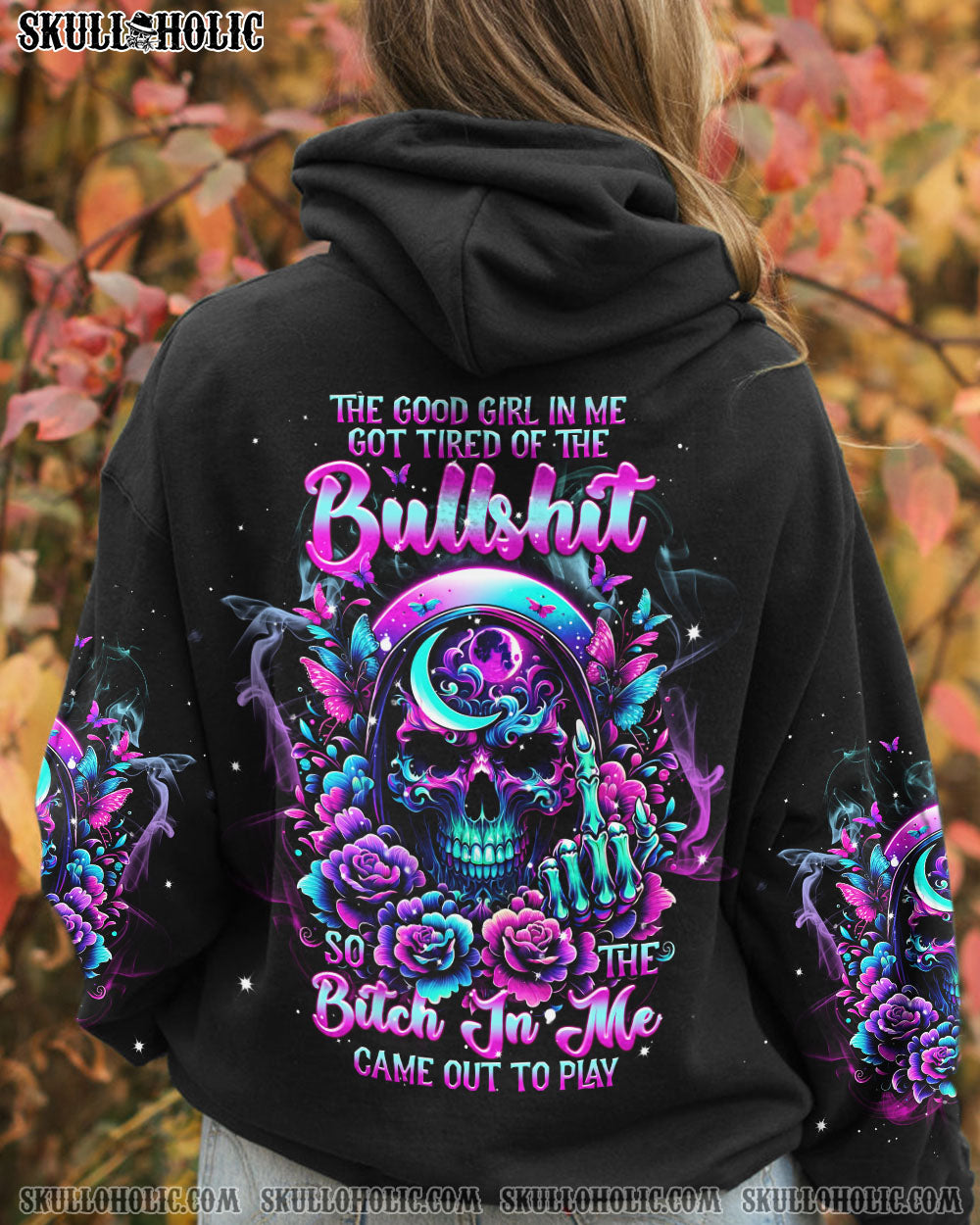 THE GOOD GIRL IN ME SKULLS FLOWER ALL OVER PRINT – TLNT2811231