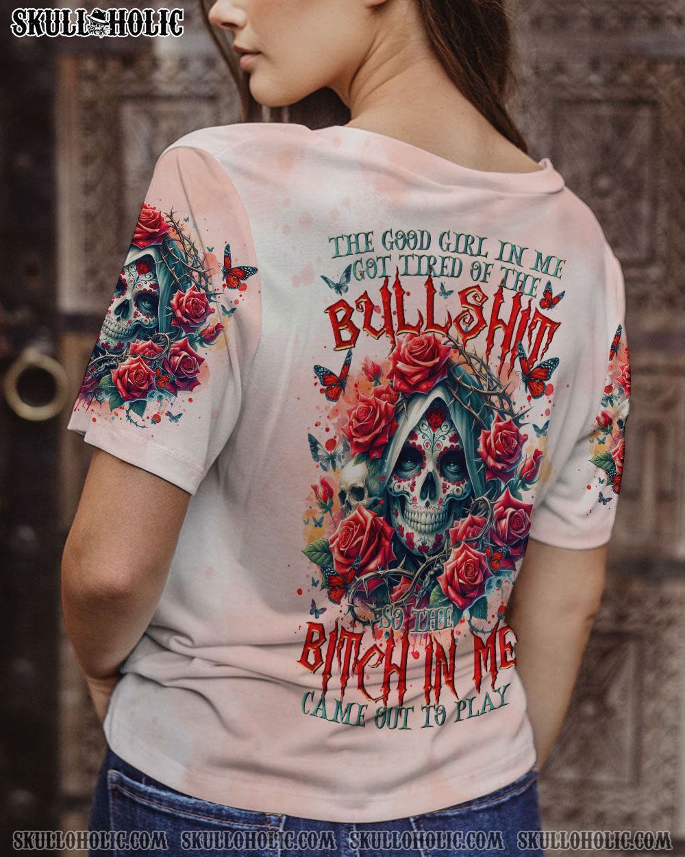 THE GOOD GIRL IN ME SUGAR SKULL ROSE ALL OVER PRINT – TLTR2002241