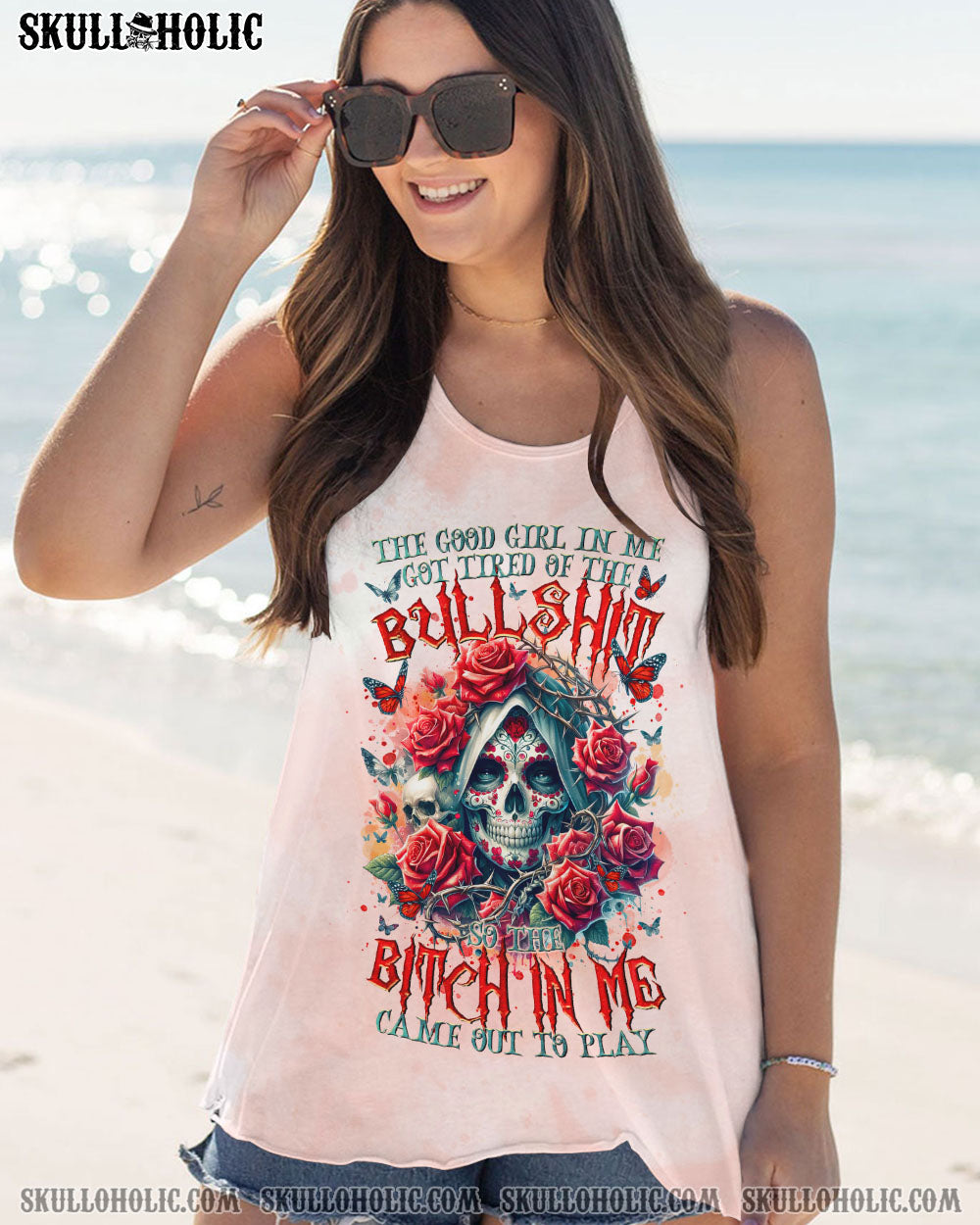 THE GOOD GIRL IN ME SUGAR SKULL ROSE ALL OVER PRINT – TLTR2002241