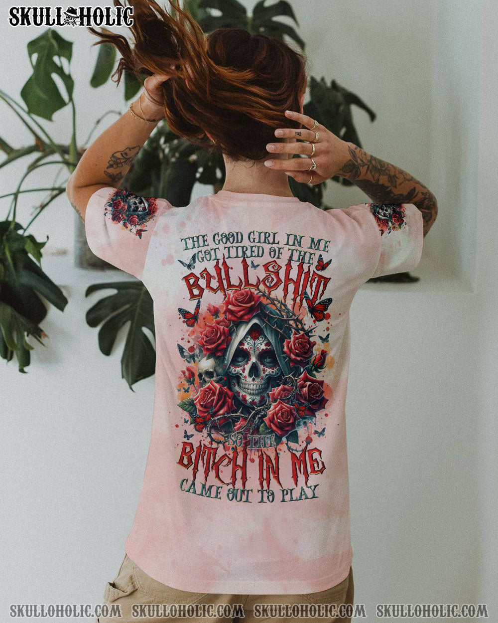 THE GOOD GIRL IN ME SUGAR SKULL ROSE ALL OVER PRINT – TLTR2002241