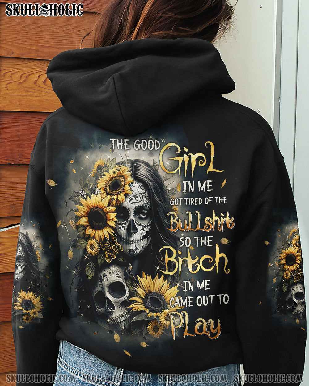 THE GOOD GIRL IN ME SUGAR SKULL SUNFLOWER ALL OVER PRINT – TLTW1402233