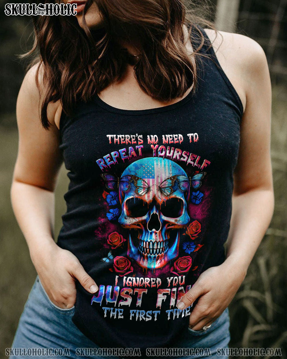 THERE’S NO NEED TO REPEAT YOURSELF AMERICAN SKULL ALL OVER PRINT – TLTR1505232