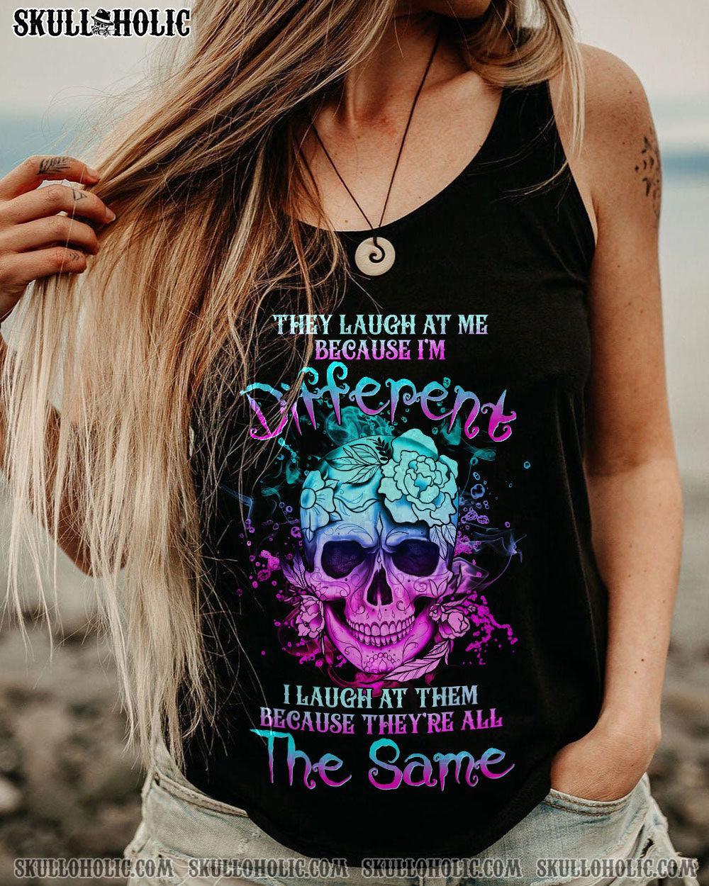 THEY LAUGH AT ME SKULL FLOWER ALL OVER PRINT – YHHG2312223