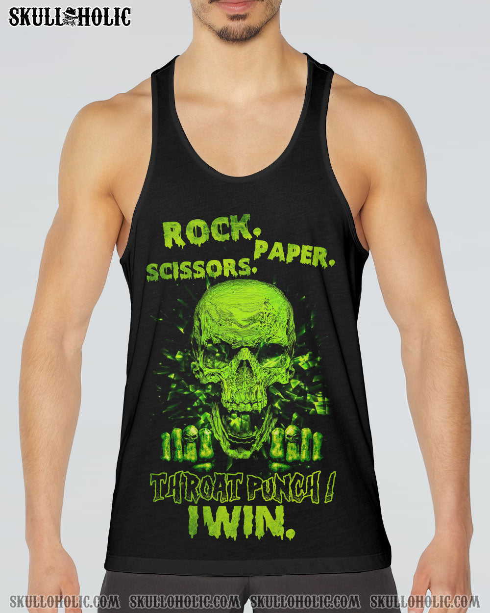 THROAT PUNCH I WIN SKULL GREEN ALL OVER PRINT – TLNZ2612221