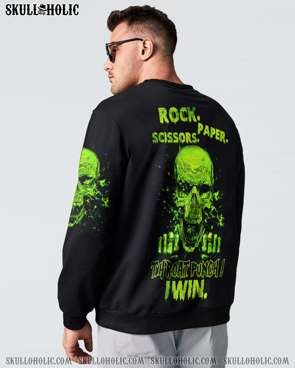 THROAT PUNCH I WIN SKULL GREEN ALL OVER PRINT – TLNZ2612221