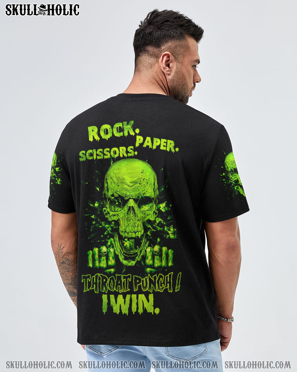 THROAT PUNCH I WIN SKULL GREEN ALL OVER PRINT – TLNZ2612221
