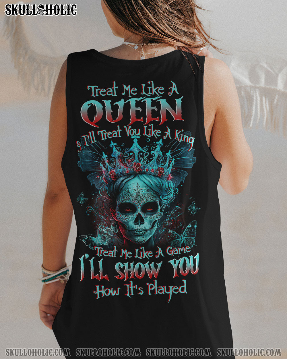 TREAT ME LIKE A QUEEN SUGAR SKULL ALL OVER PRINT – TLTW0304239