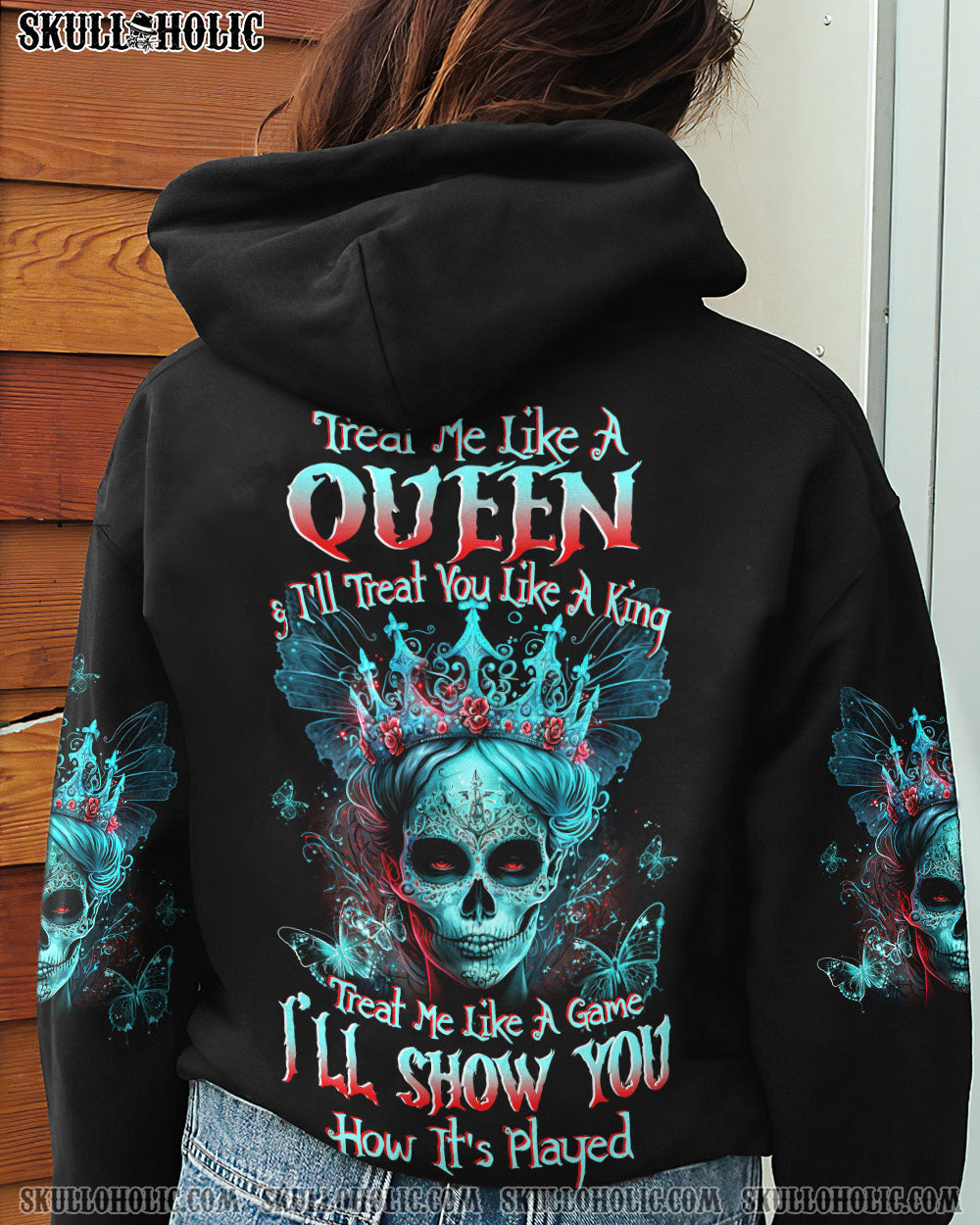 TREAT ME LIKE A QUEEN SUGAR SKULL ALL OVER PRINT – TLTW0304239